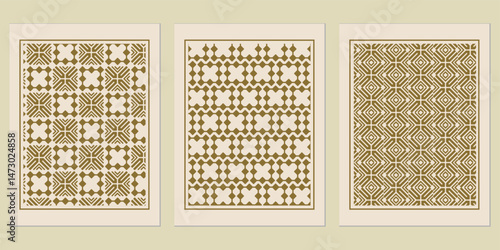 Aesthetic Wall Art Prints with Geometrical Boho Patterns in Beige and Brown Hues Showcasing Cultural Inspiration and Artistic Sophistication