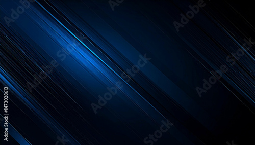 Saturated blue abstract with diagonal lines of light and shadow create a modern feel