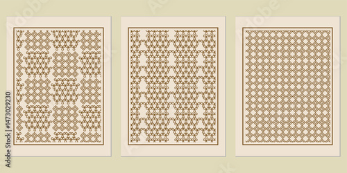 Vintage geometric pattern designs showcase a classic aesthetic with intricate interlaced designs, perfect for artistic decorations and timeless visual allure