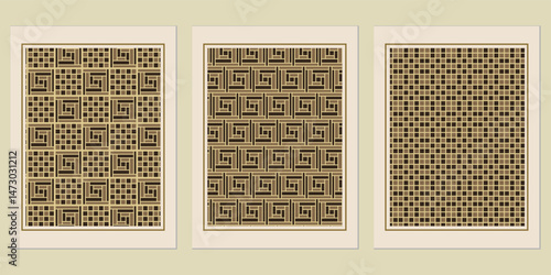 Elegant geometric arrangements showcases structured patterns and contrasting shades evoking a sense of order, intricacy, and sophisticated artistry