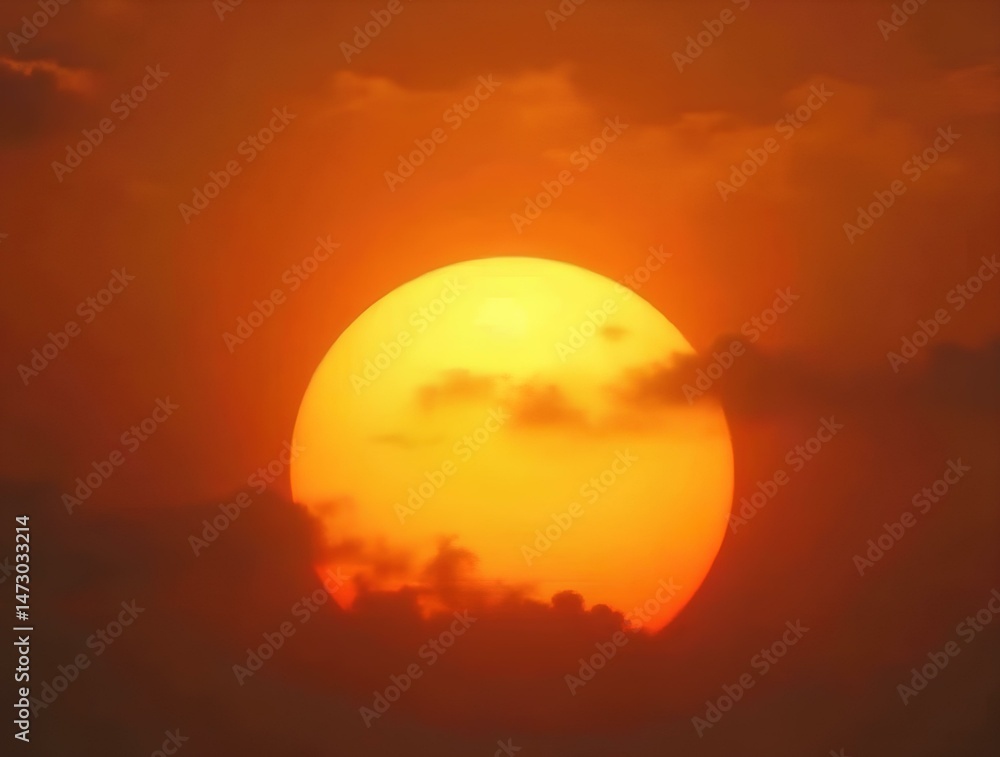Fototapeta premium Heat wave of extreme sun and sky background. chaud, été, réchauffement climatique, 