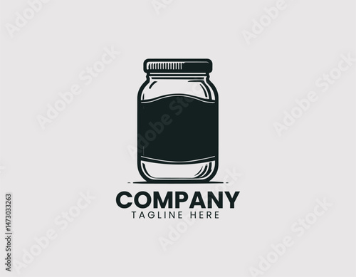 Creamy Mayonnaise in Clear Glass Jar with Lid and Label Vector Logo Design, Smooth Mayonnaise Clear Glass Jar Label Vector Logo