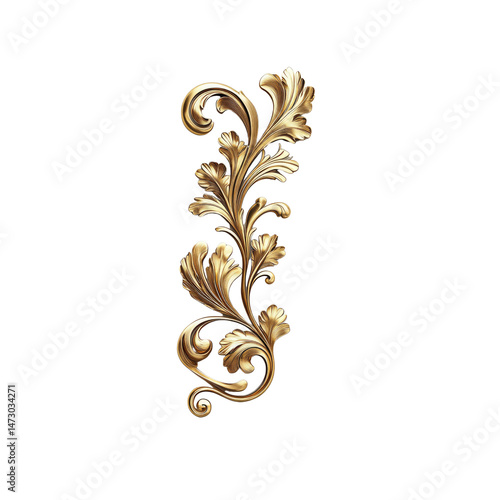 Elegant Golden Floral Ornament Baroque Style Design Element
