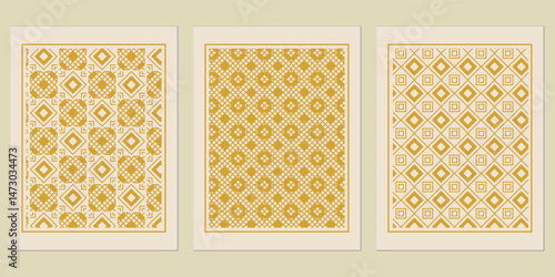 Geometric tapestry trio offers rhythmic visual harmony, a modern and refined touch for interior decoration projects with a subtle elegance