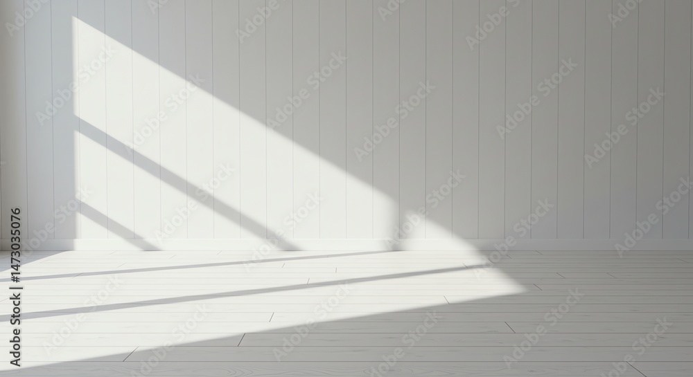 Obraz premium White room interior with sunlight and wood floor