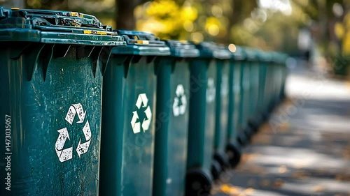 Recycling Bins Row in Autumn