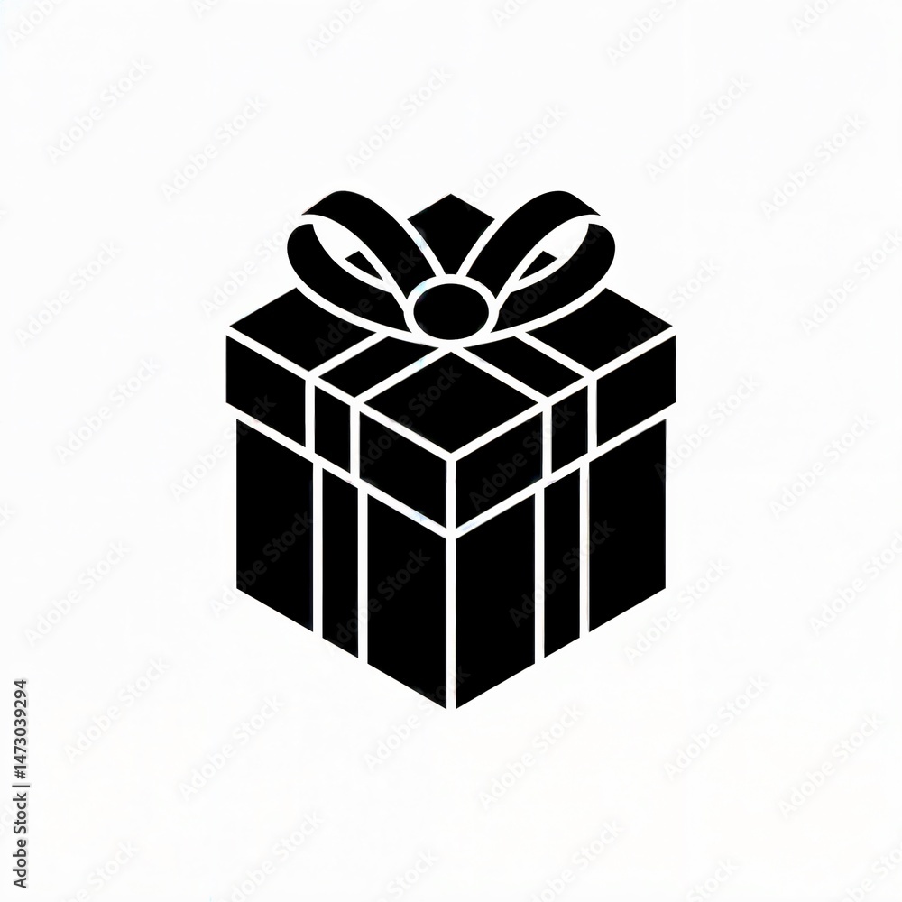 Obraz premium Unique Black Silhouette Gift Box with Ribbon - Festive Vector Icon for Holiday Celebrations and Creative Packaging Designs