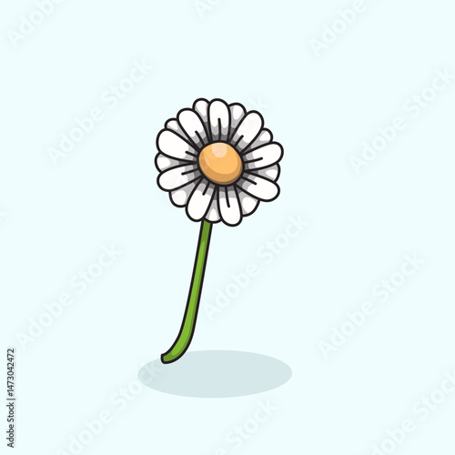 Vector illustration of daisy flower with white petals and yellow center representing freshness purity and springtime Perfect for floral designs botanical themes nature decorations greeting cards and s