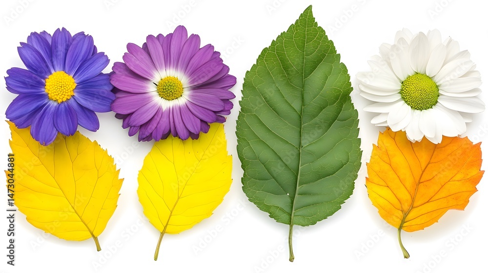 Obraz premium Vibrant Floral Arrangement with Autumn Leaves