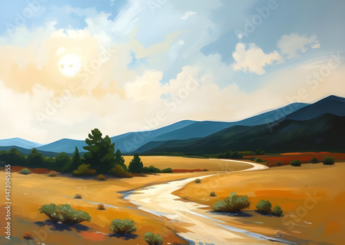abstract landscape oil painting art ,wallpaper ,background