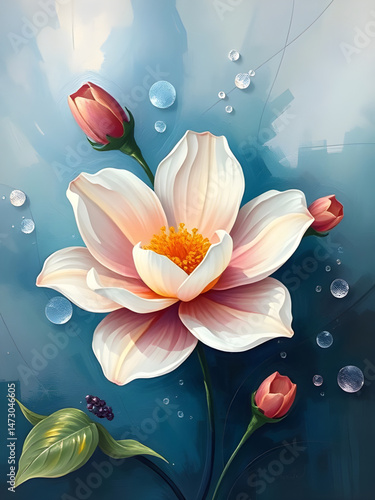 abstract flower art oil paint , abstract, flower, art, oil, paint, painting, floral, canvas, texture, brushstroke, artistic, bloom