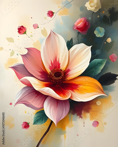 abstract flower art oil paint , abstract, flower, art, oil, paint, painting, floral, canvas, texture, brushstroke, artistic, bloom