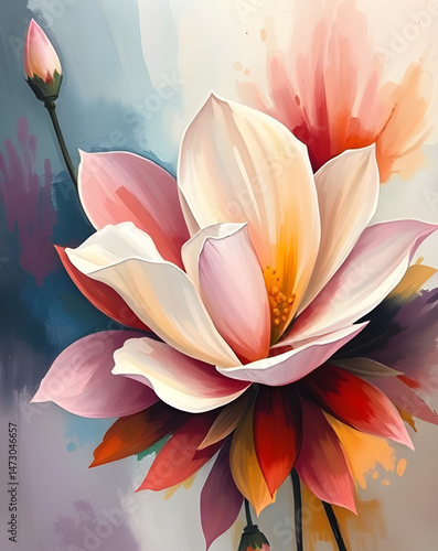 abstract flower art oil paint , abstract, flower, art, oil, paint, painting, floral, canvas, texture, brushstroke, artistic, bloom