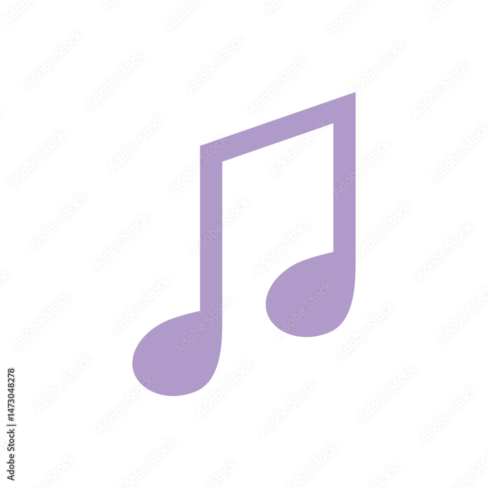 Lilac Eighth Note Musical Symbol with Flag and Two Heads Lilac Eighth Note Musical Symbol with Flag and Two Heads