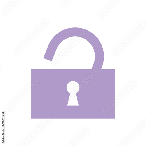 Lilac Unlocked Padlock Icon with Keyhole Security Symbol