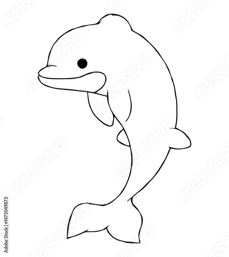 Outlined Dolphin Illustration with a Transparent Background