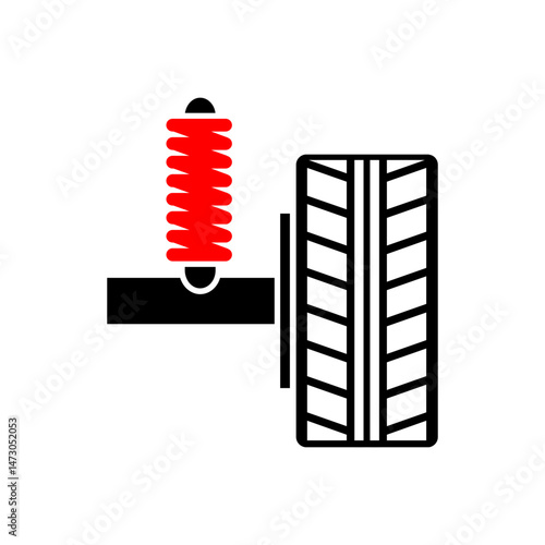 Red Spring Shock Absorber with Black Tire and Mount