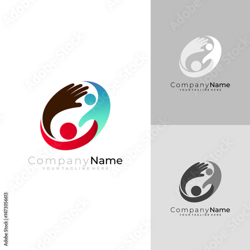 People care logo with circle design combination, charity logos