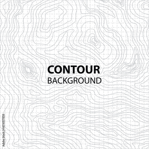 Topographic map with contour lines and grid showing elevation changes
