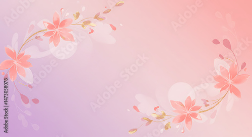 Gentle floral elegance with peach blossoms and golden accents, perfect for romantic designs and serene backgrounds. Serene background.
