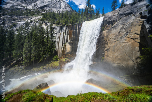 Yosemite National Park Vernal Falls, Nevada Falls, Emerald Pool, Mist Trail, and Charles Point in the Spring of 2025 with the stream and falls raging from snow melt
