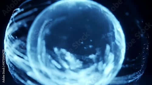 Wallpaper Mural Abstract Blue Sphere with Fluid Motion and Dynamic Shapes in Black Background Torontodigital.ca