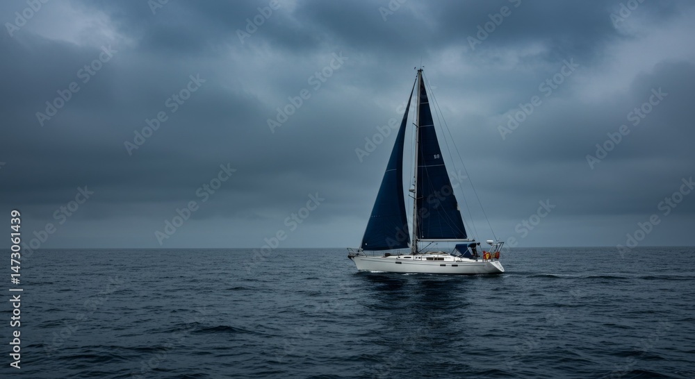 Obraz premium Sailboat on a Dark and Stormy Sea