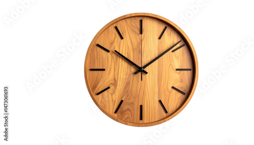 Wallpaper Mural Elegant Wooden Wall Clock with Minimalist Design and Black Hands Torontodigital.ca