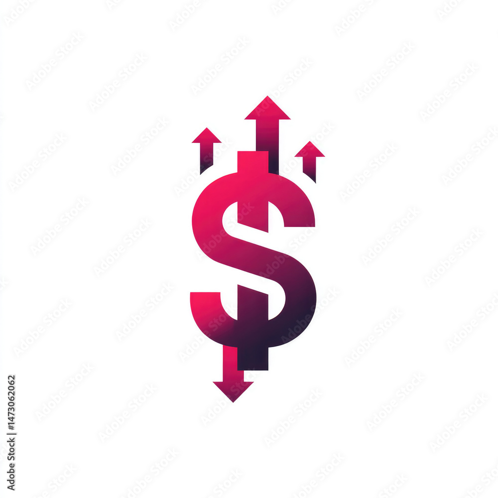 Dollar symbol with upward trend arrows Dollar symbol with upward trend arrows