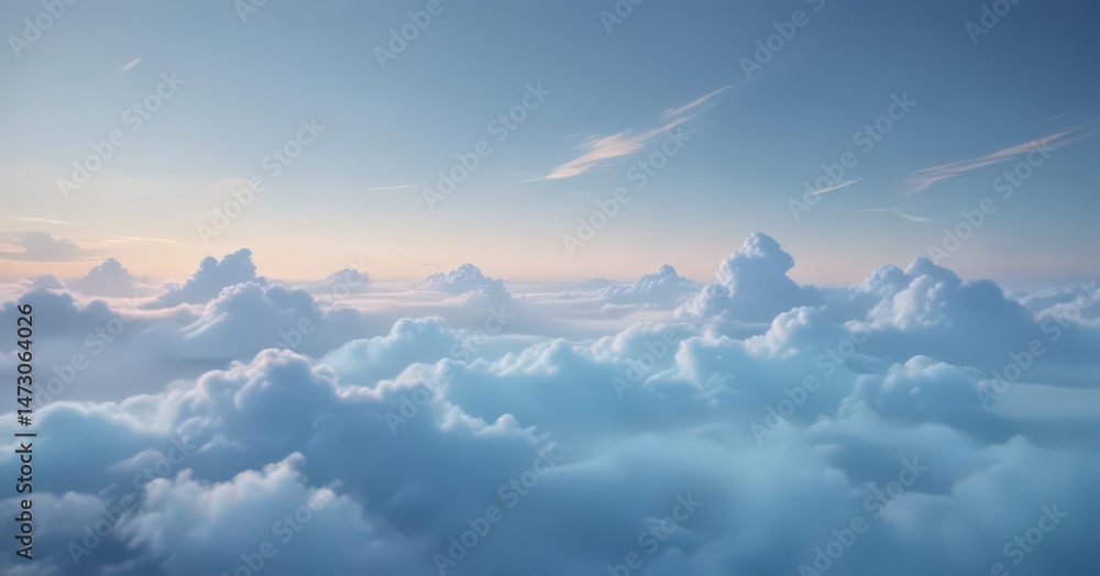 Obraz premium Soft light blue abstract, blurred gradient cloudscape, ethereal feel , illustration, image, subtle