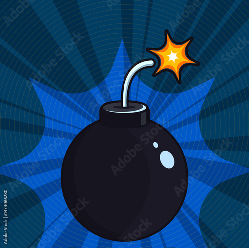 Cartoon bomb, comic book style. Vector illustration. Pop art
