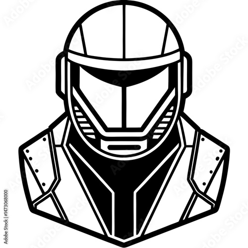 Cyberpunk LED Helmet Vector on White 