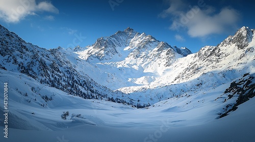 Wallpaper Mural Snowy mountain valley panorama Torontodigital.ca