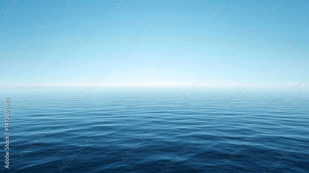 Fototapeta premium Serene Ocean View: A Vast Blue Landscape blue background