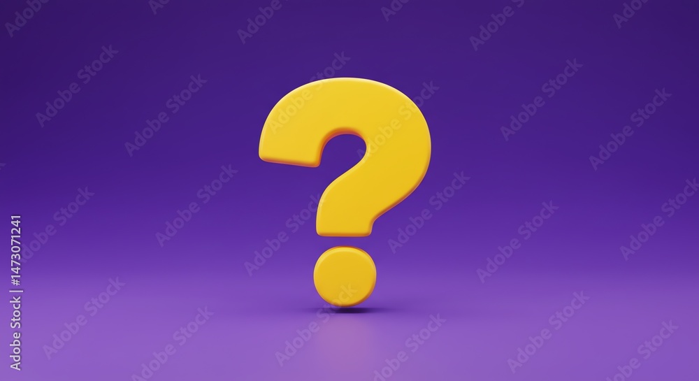 Yellow question mark on purple background for inquiry Yellow question mark on purple background for inquiry