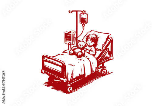 IV drip bag hand drawn sketch illustration vector