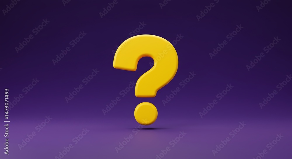Yellow question mark on purple background Yellow question mark on purple background