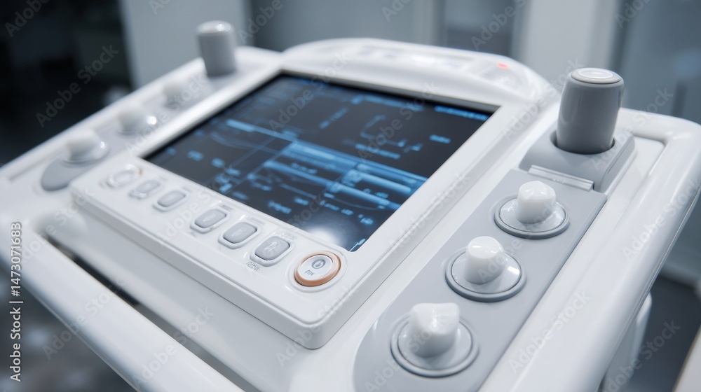 Close-up View of an Ultrasound Machine Showcasing Control Panel and Features With Branding Space Available Close-up View of an Ultrasound Machine Showcasing Control Panel and Features With Branding Space Available