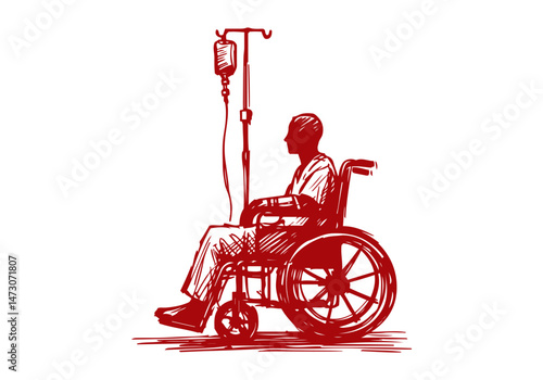 IV drip bag hand drawn sketch illustration vector
