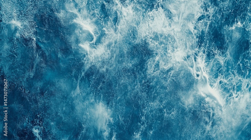 Fototapeta premium Deep Ocean Waves: A Dramatic Underwater Scene blue background