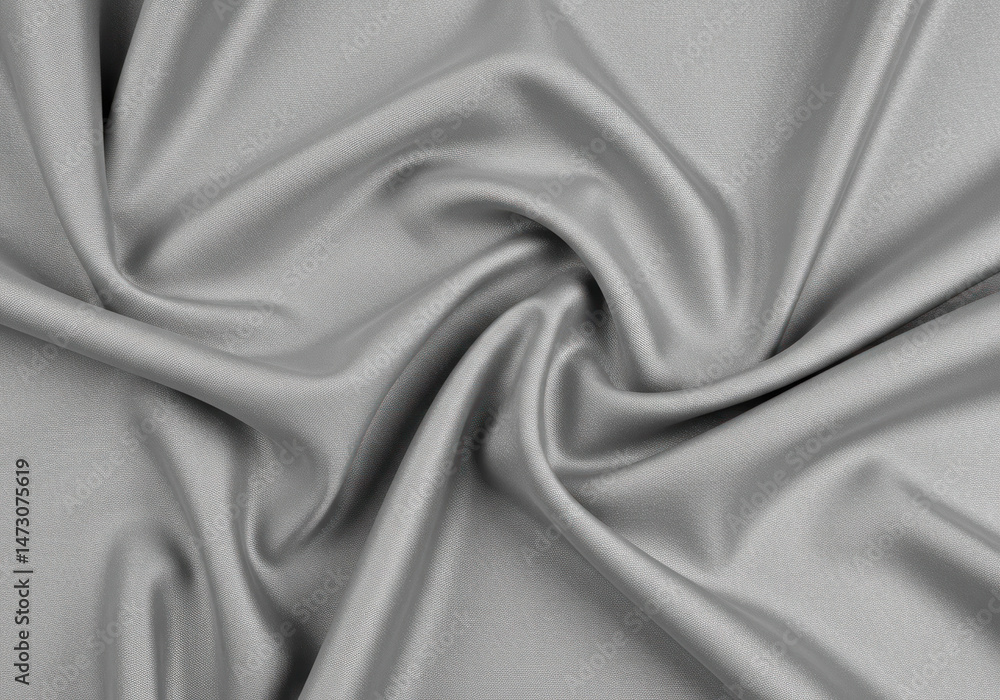 Fototapeta premium Grey fabric draped gracefully in soft folds.