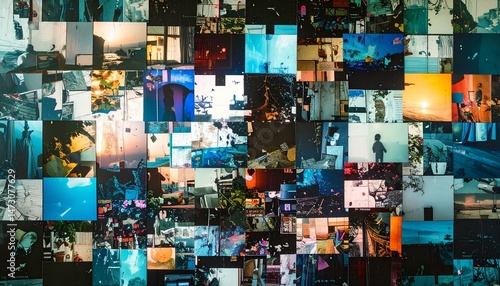 Vibrant collage of diverse images, creating a dynamic and captivating visual experience.  A diverse photo montage.