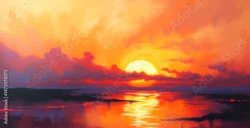 abstract sunset oil paint art 