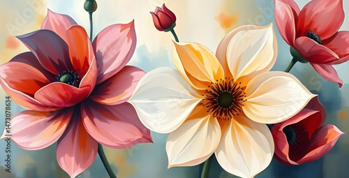 abstract rose flower background oil painting