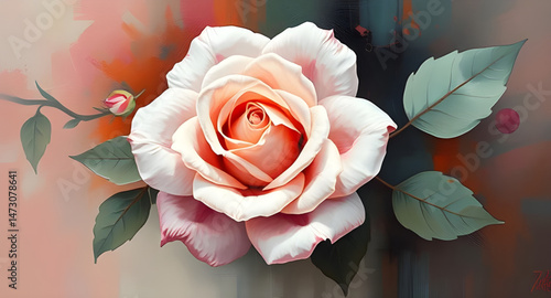 abstract rose flower background oil painting , abstract, rose, flower, background, oil, painting, art, floral, canvas, texture, brushstroke, nature, bloom, petals, artistic, romantic, elegant, colorfu