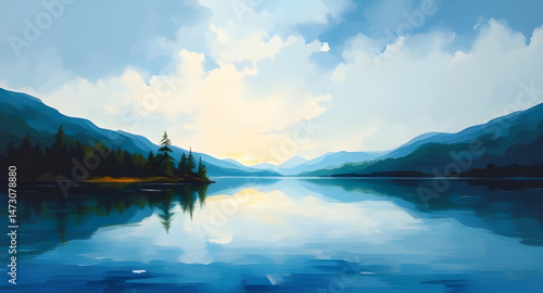 abstract landscape oil painting , lake in the mountains, abstract, landscape, oil, painting, lake, mountains, art, canvas, brushstroke, texture, nature, scenery, water,