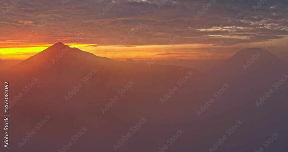 sunset over the desert foggy sunset over the desert foggy