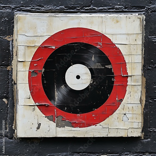 A street art representation of a well-known music album cover.