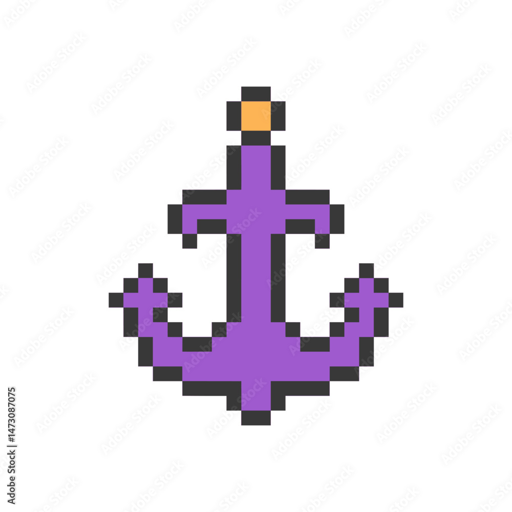 Obraz premium anchor marine object pixel art