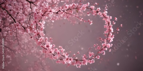 Abstract pink sakura petals swirl, ethereal background,  bokeh,  wallpaper,  flower